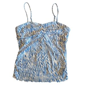 NWT DVF x Target Zebra Print Tank Top | XL | Blue White Ruched Spaghetti Straps